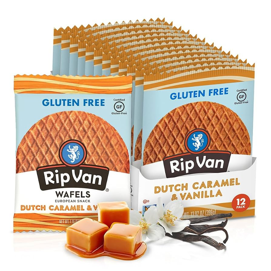 Rip Van Wafels Gluten-Free Stroopwafel - Dutch Caramel & Vanilla Stroopwafels Healthy Snacks Non-... | Amazon (US)