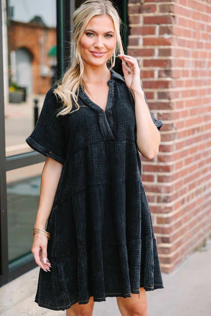 All For You Ash Black Tiered Cotton Dress | The Mint Julep Boutique