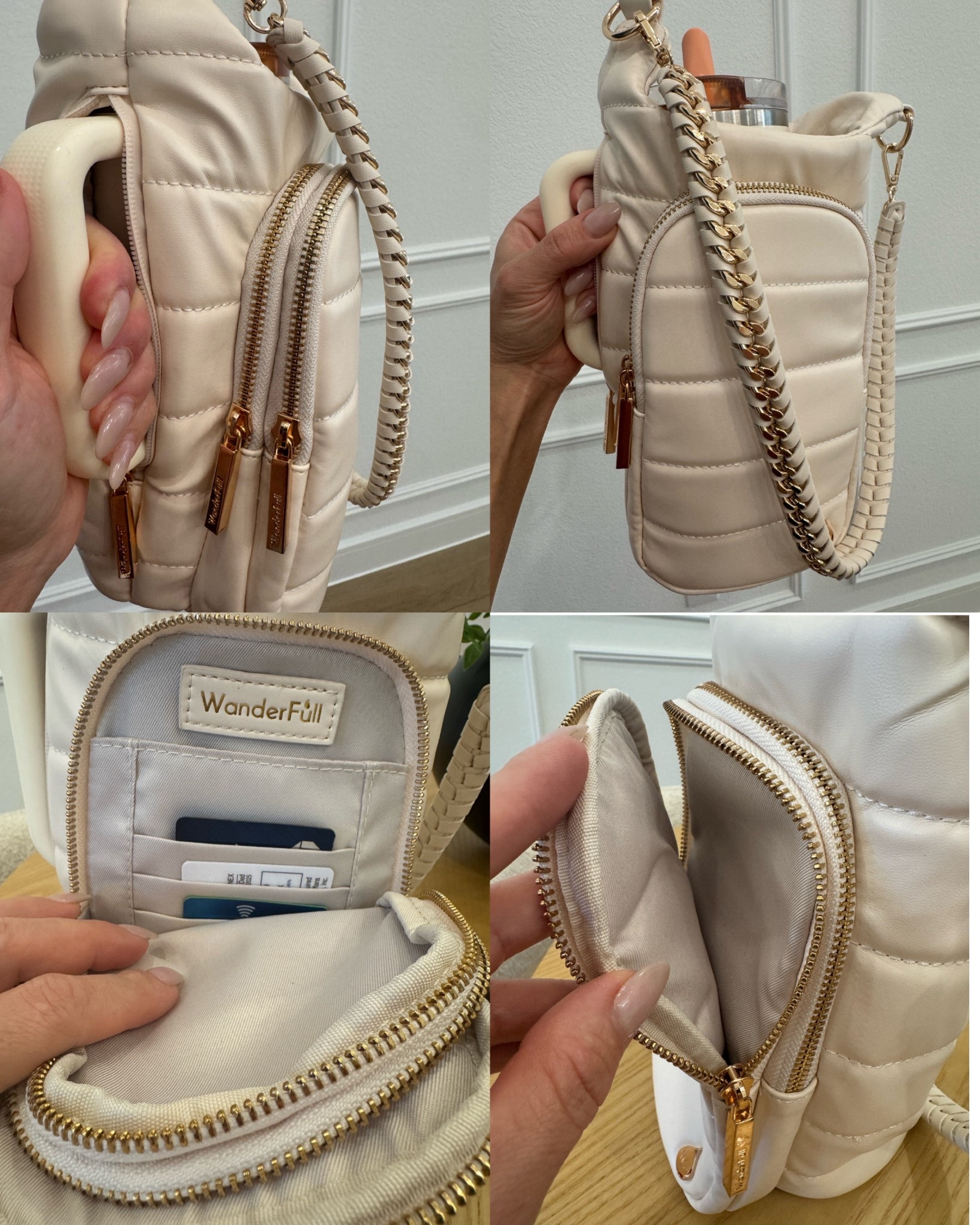 ✨ Meet your new everyday must-have ✨ The WanderFull HydroBag is not just a bag it’s hydration + organization in one chic design. 💧👜

✔️ Holds your favorite tumbler or water bottle securely
✔️ Built-in wallet with card slots & zip pockets for keys, lip gloss, and more
✔️ Luxe quilted finish + gold chain strap = stylish + functional
✔️ Perfect for errands, school pick-up, travel, or long walks

Stay hydrated and hands-free in the cutest way possible. This is the bag that keeps up with your lifestyle! 🤍

#WanderFullPartner #HydroBag #LTKBag #LTKUnder50 #StayHydratedInStyle#ad
