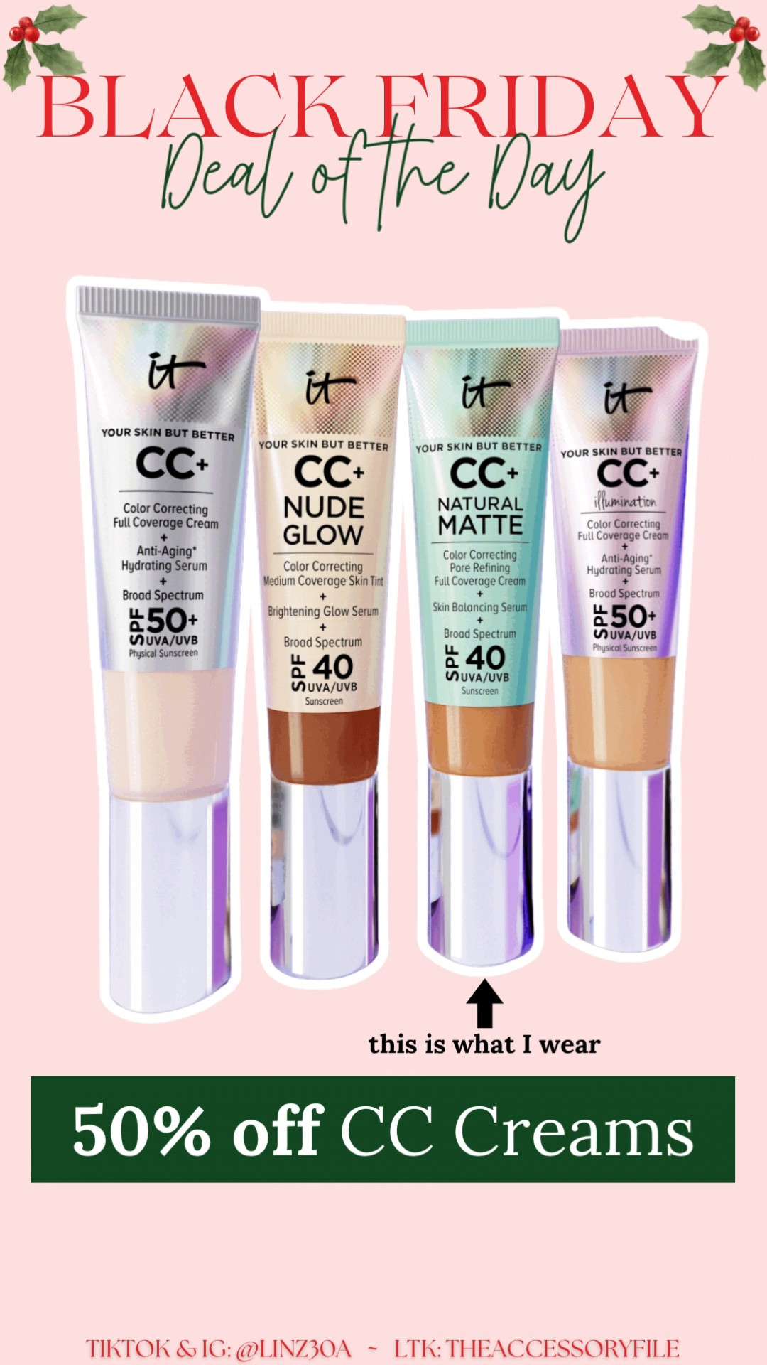50% off CC creams, brushes, and confidence products 

I wear the matte in shade neutral tan and medium tan.

Black Friday, stocking stuffers, makeup, cosmetics 

#LTKBeauty #LTKSaleAlert #LTKCyberWeek