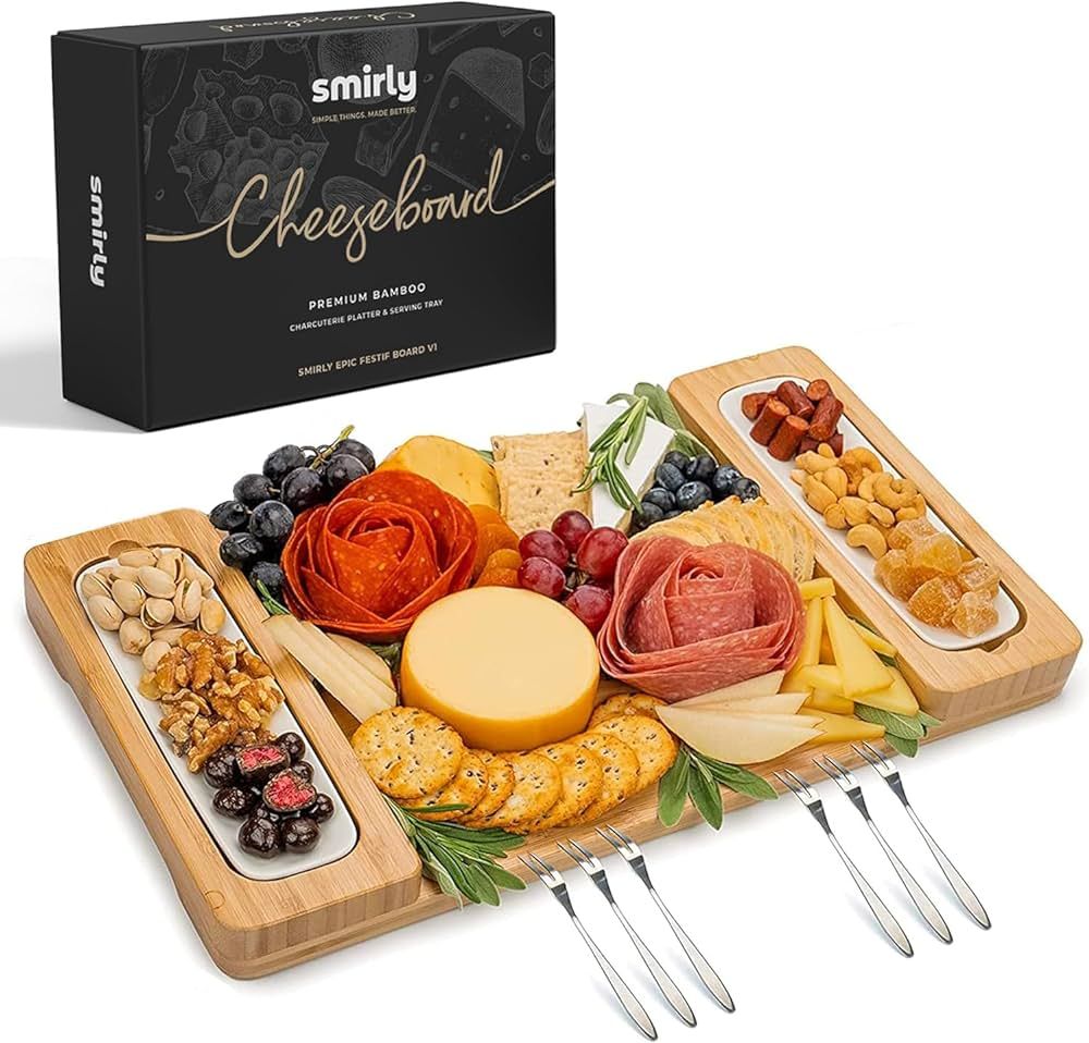SMIRLY Charcuterie Boards Gift Set: Charcuterie Board Set, Bamboo Cheese Board Set - Unique Mothe... | Amazon (US)