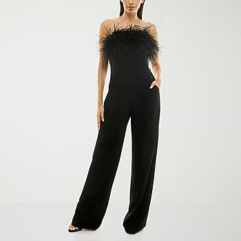 Premier Amour Faux Feather Trim Womens Sleeveless Jumpsuit | JCPenney