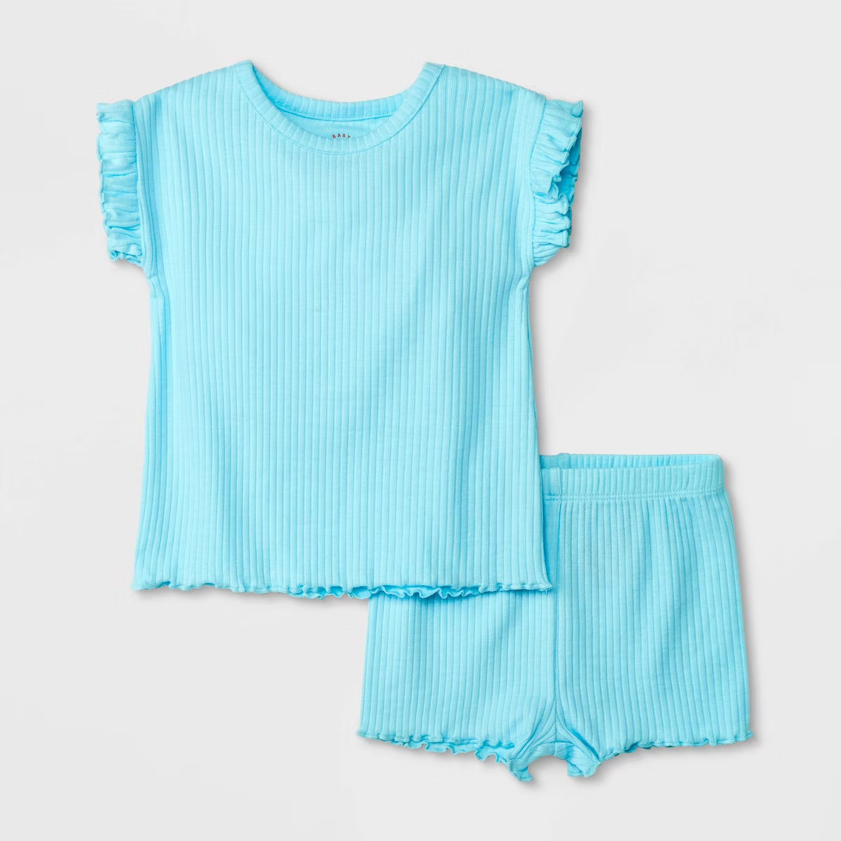 Baby Girls' Ruffle Ribbed Top & Bottom Set - Cat & Jack™ Light Pink 3-6M | Target