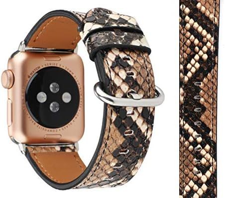 Compatible with Apple Watch Band 38mm 40mm, 3D Snakeskin Print Soft Leather Watch Strap Replaceme... | Amazon (US)