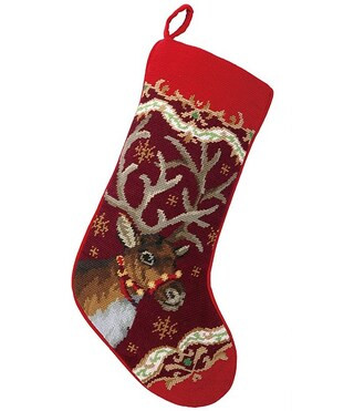 Peking Handicraft Christmas Deer Needlepoint Holiday Stocking | Dillard's | Dillard's