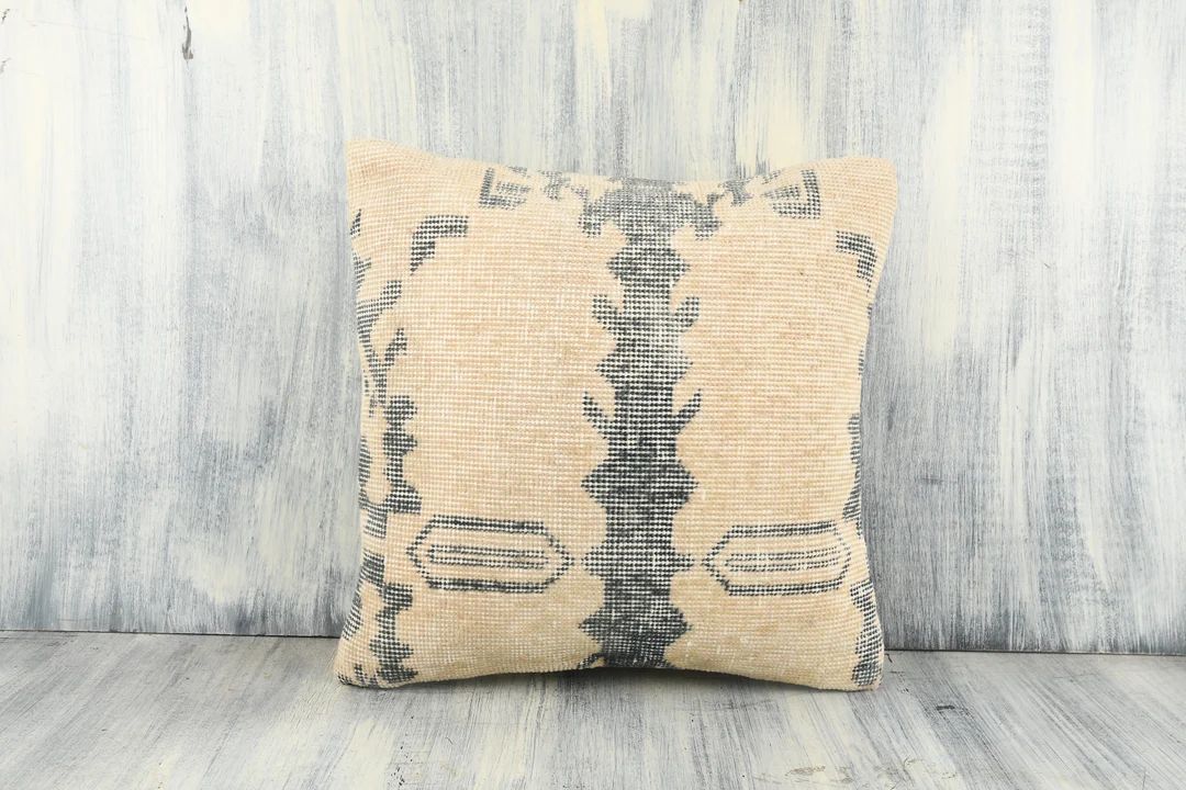 Handmade Turkish Kilim Pillow, 18x18 Sham Cover, Decorative Throw Pillow, Bohemian Kilim Pillow, ... | Etsy (US)
