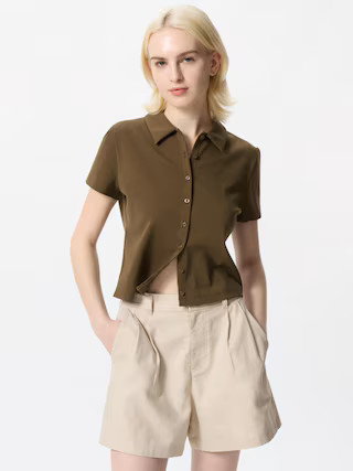 Women's Mini Polo Shirt Brown XS UNIQLO US | UNIQLO (US)