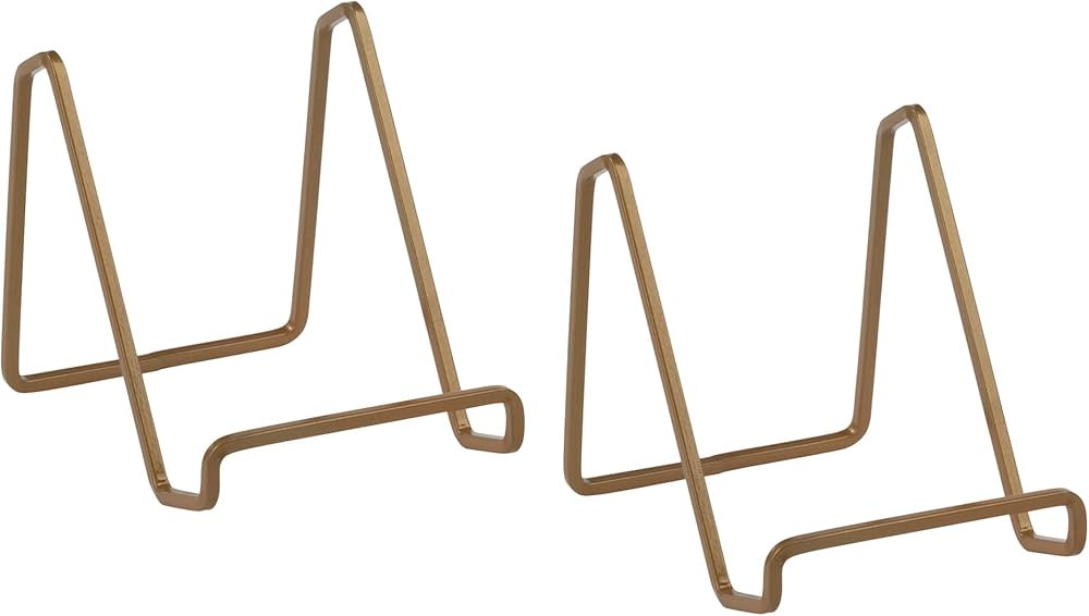TRIPAR 4-Inch 2 Pack Metal Venetian Gold Square Stand, Square Wire Easel, Small Photo Stand, Smal... | Amazon (US)