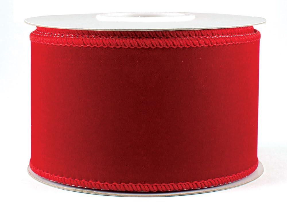 Red Velvet Ribbon Wired Christmas Ribbons 2.5 Inch Wide Wired-Edge Trim - Floral & Gift Wrapping ... | Amazon (US)