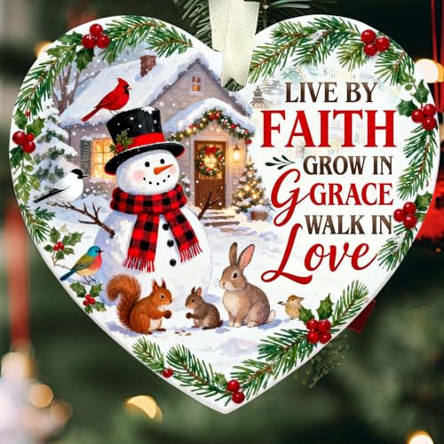 Christmas Ornaments 2026, Inspirational Snowman Ceramic Ornament - Live by Faith, Grow in Grace, Walk in Love, Keepsake for Faithful Celebrations, for Family, Friends | Amazon (US)