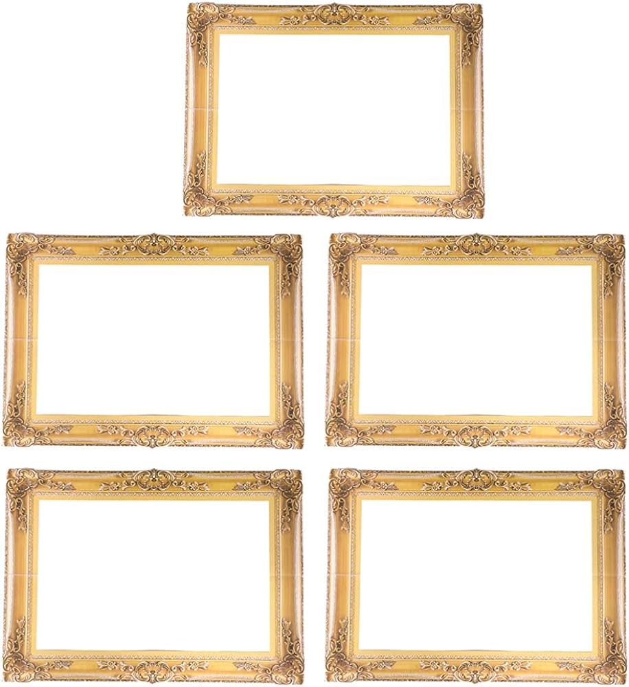 Amosfun 5pcs Vintage Picture Frame Antique Golden Photo Frame Wall Hanging Photo Frames Table Top... | Amazon (US)