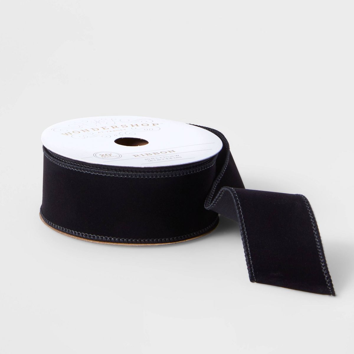 1.5" Velvet Fabric Ribbon Black 20ft - Wondershop™ | Target