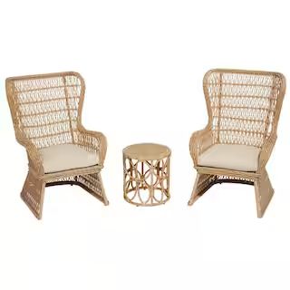 StyleWell Coco Breeze 3-Piece Brown Wicker Outdoor Seating Set with Beige Cushions-FRS60745-ST-1 ... | The Home Depot