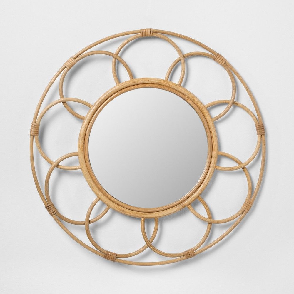 Round Rattan Mirror with Scalloped Border - Opalhouse | Target