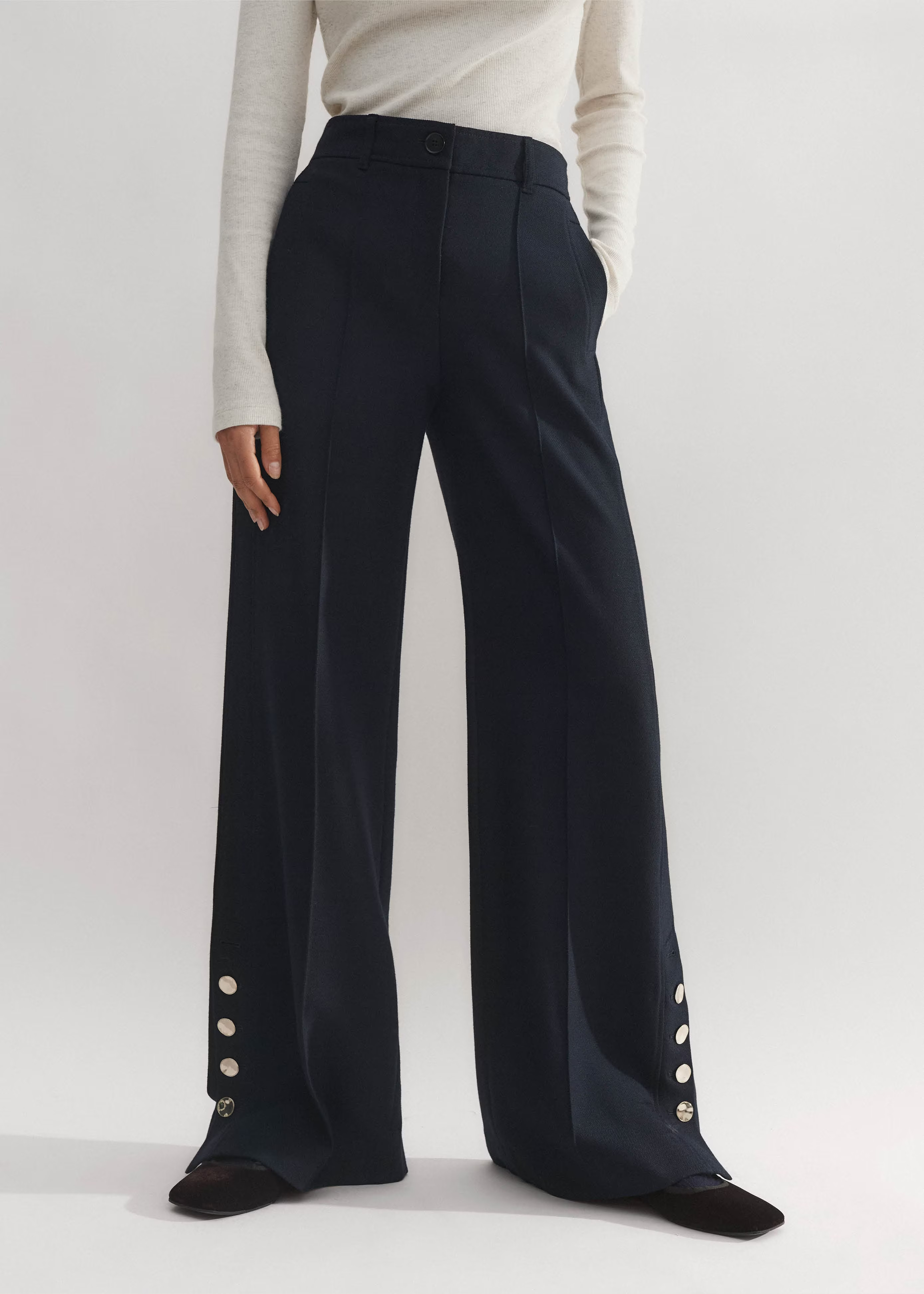 Statement Button Relaxed Tailored Pant | ME+EM US