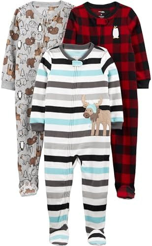 Simple Joys by Carter's baby-boys Loose-Fit Flame Resistant Fleece Footed Pajamas | Amazon (US)
