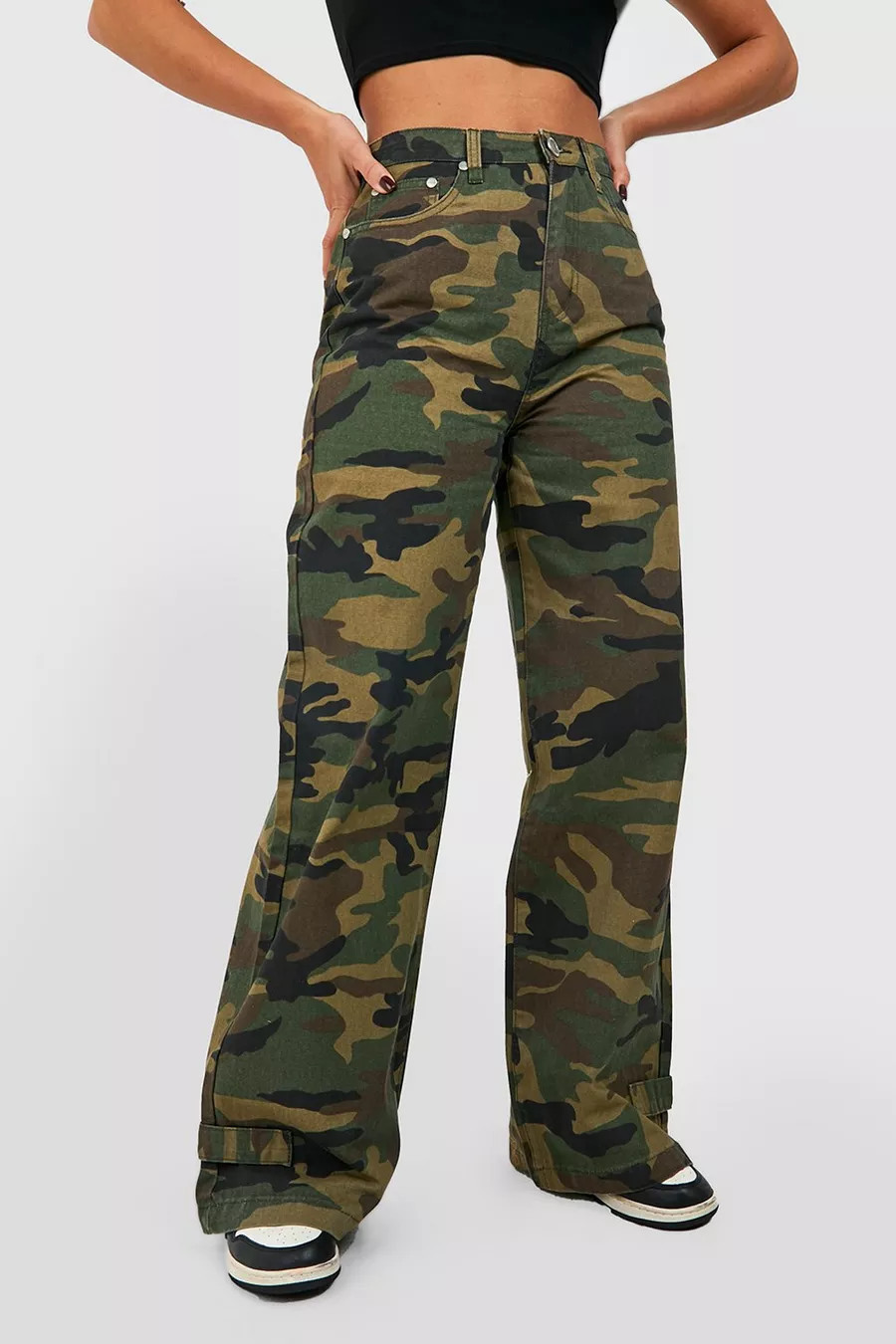 Straight Leg Camo Twill Pants | Boohoo.com (US & CA)