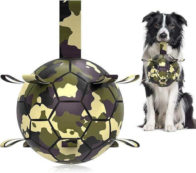QDAN Dog Toys Soccer Ball, Interactive Dog Toys for Tug of War, Dog Tug Toy, Dog Water Toy, Durab... | Amazon (US)