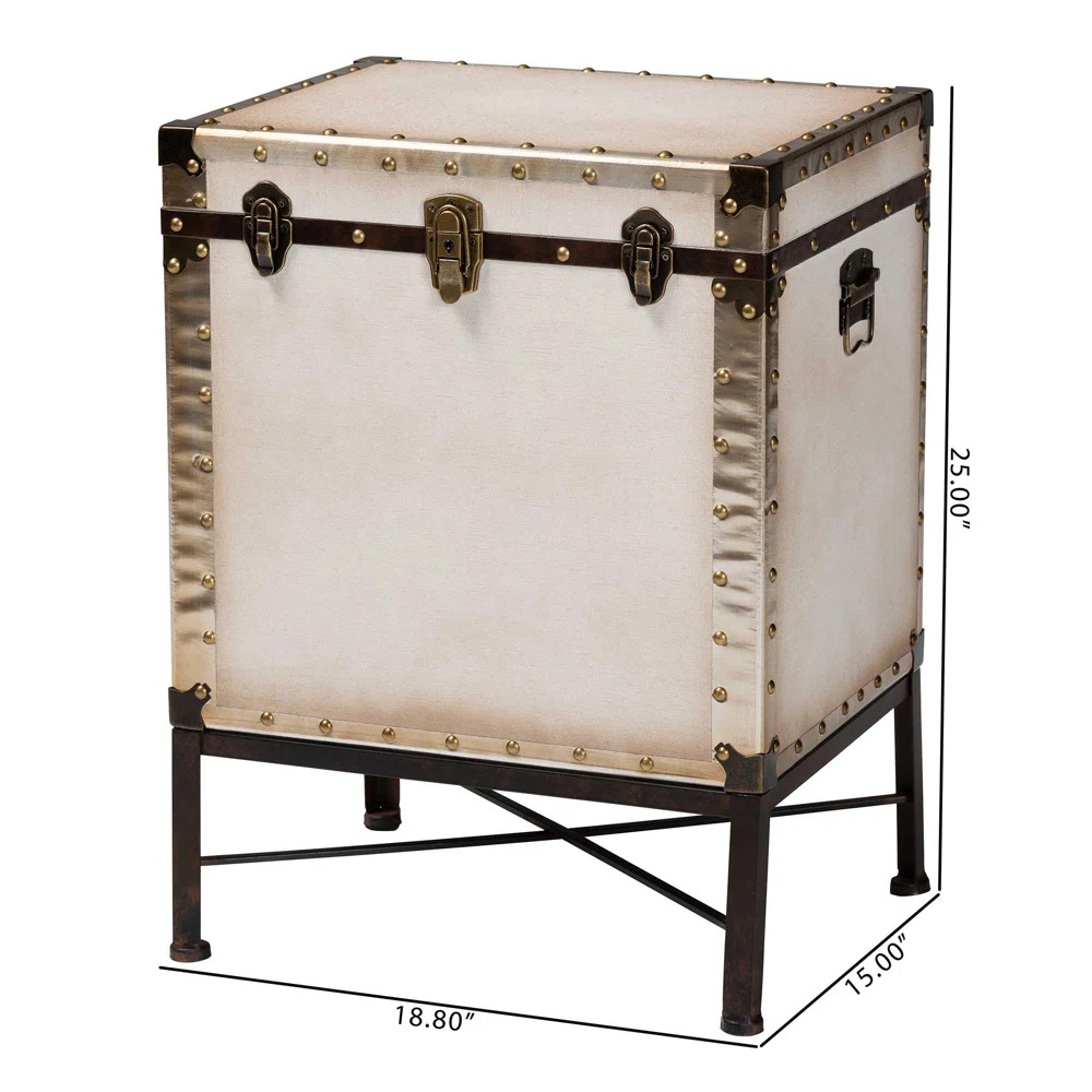 Williston Forge Baxton Studio Laura Vintage Canvas Lift-Top Trunk End Table | Wayfair | Wayfair North America