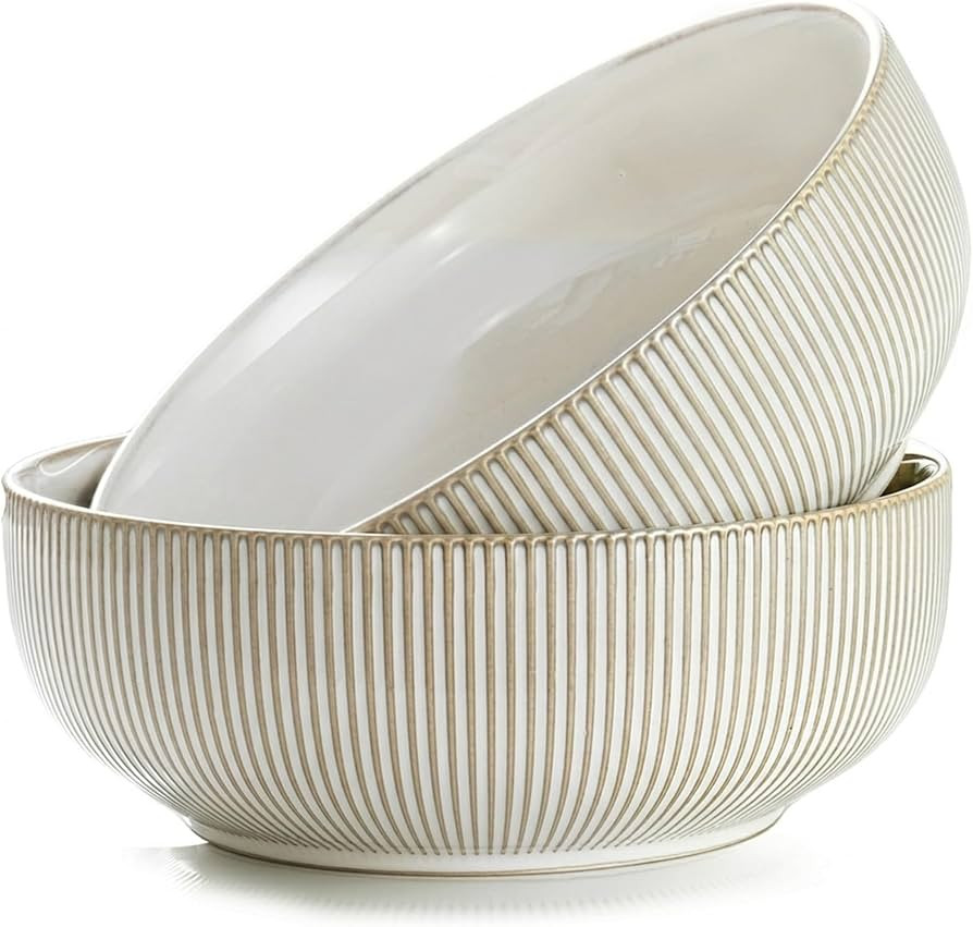 getstar Large Serving Bowls (9.5 inch & 92 fl oz), Ceramic Salad Bowl Set of 2, Microwave and Dis... | Amazon (US)