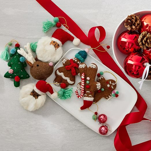 Meri Meri Felt Santas Ornaments (Set of 3) | West Elm (US)