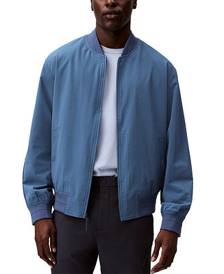 Calvin Klein Men's Relaxed Fit Seersucker Zip-Front Bomber Jacket - Macy's | Macy's