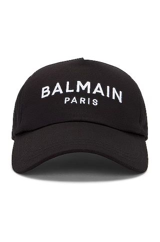 BALMAIN Balmain Cap in Noir & Blanc | FWRD | FWRD 