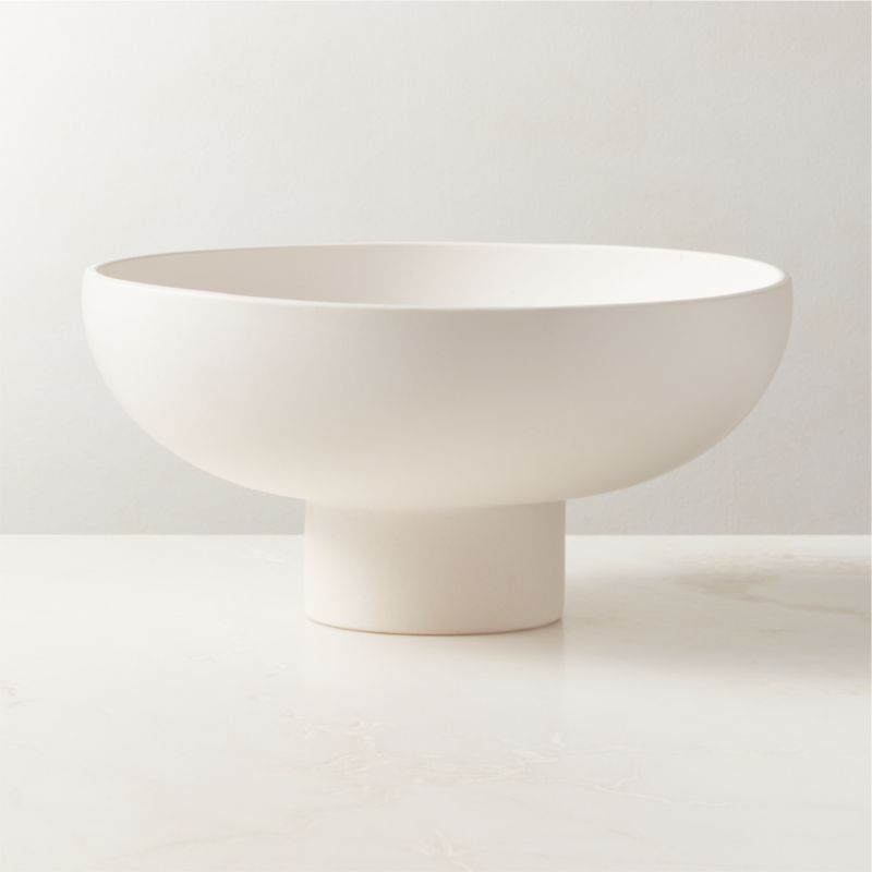 White Ceramic Pedestal Bowl + Reviews | CB2 | CB2