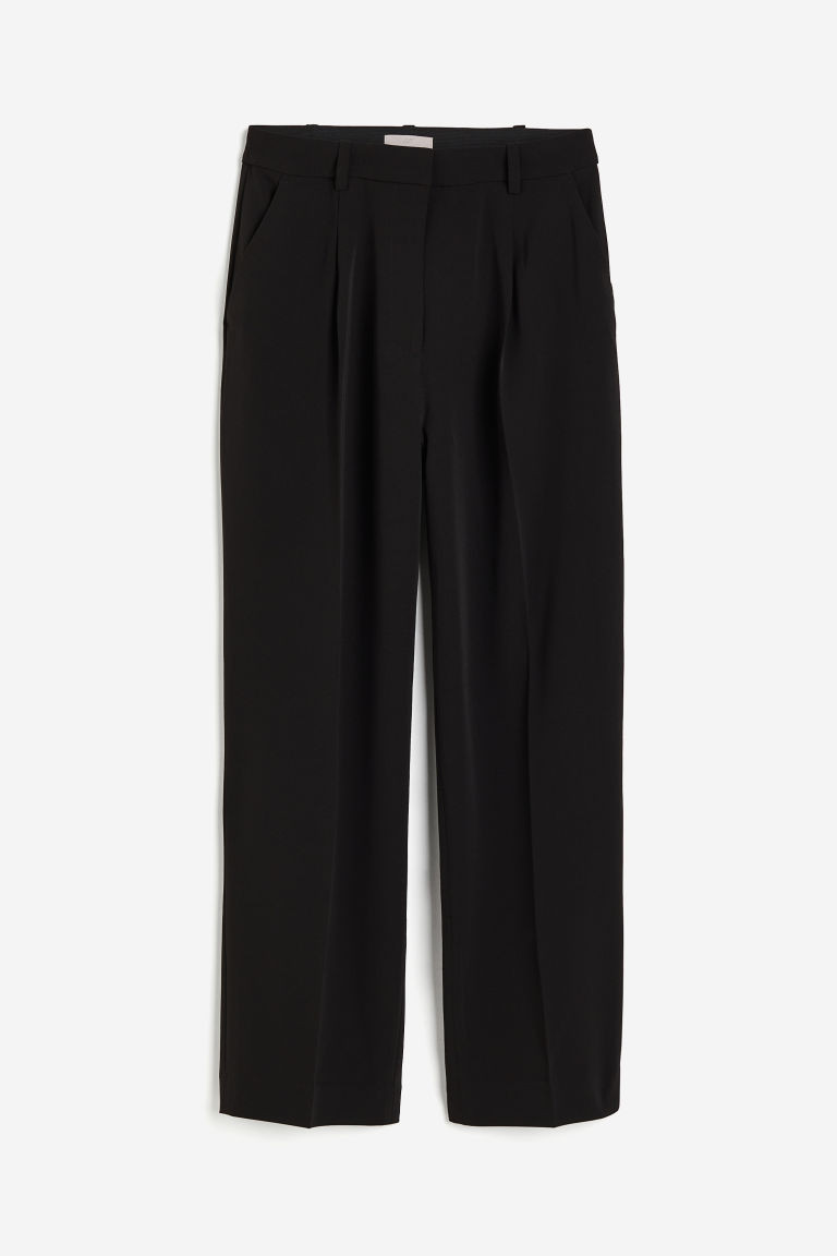 H & M - Wide crease-leg trousers - Black | H&M (UK, MY, IN, SG, PH, TW, HK)