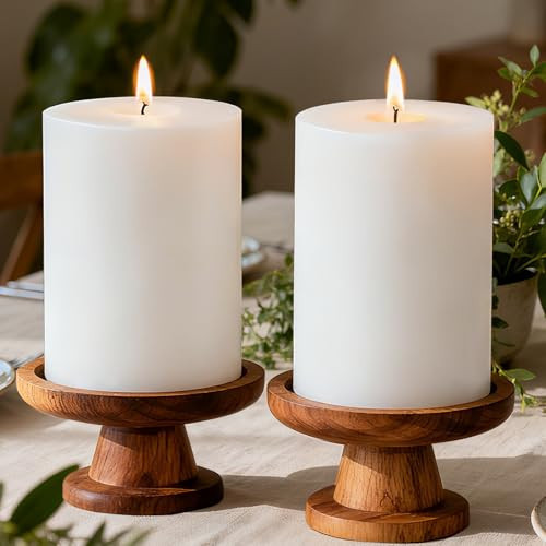 4x6 Inch White Pillar Candles, 2 Packs, 300-Hours Long Burning Time Totally, Unscented Large White Candles for Mantel Decor, Home Holiday Table Decor, Smokeless & Dripless | Amazon (US)