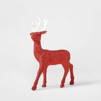 Glitter Deer Decorative Figurine Red - Wondershop&#8482; | Target