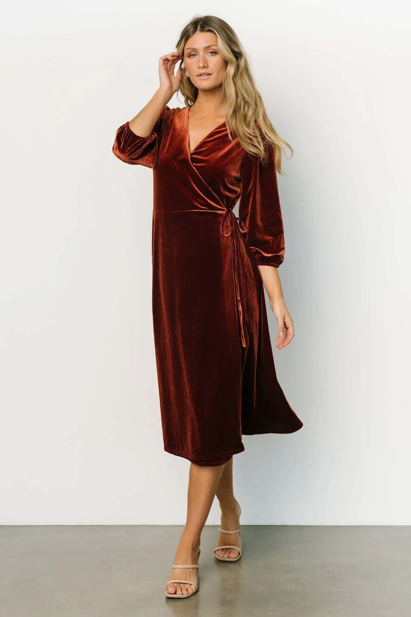 Beckinsale Velvet Wrap Dress | Cinnamon | Baltic Born