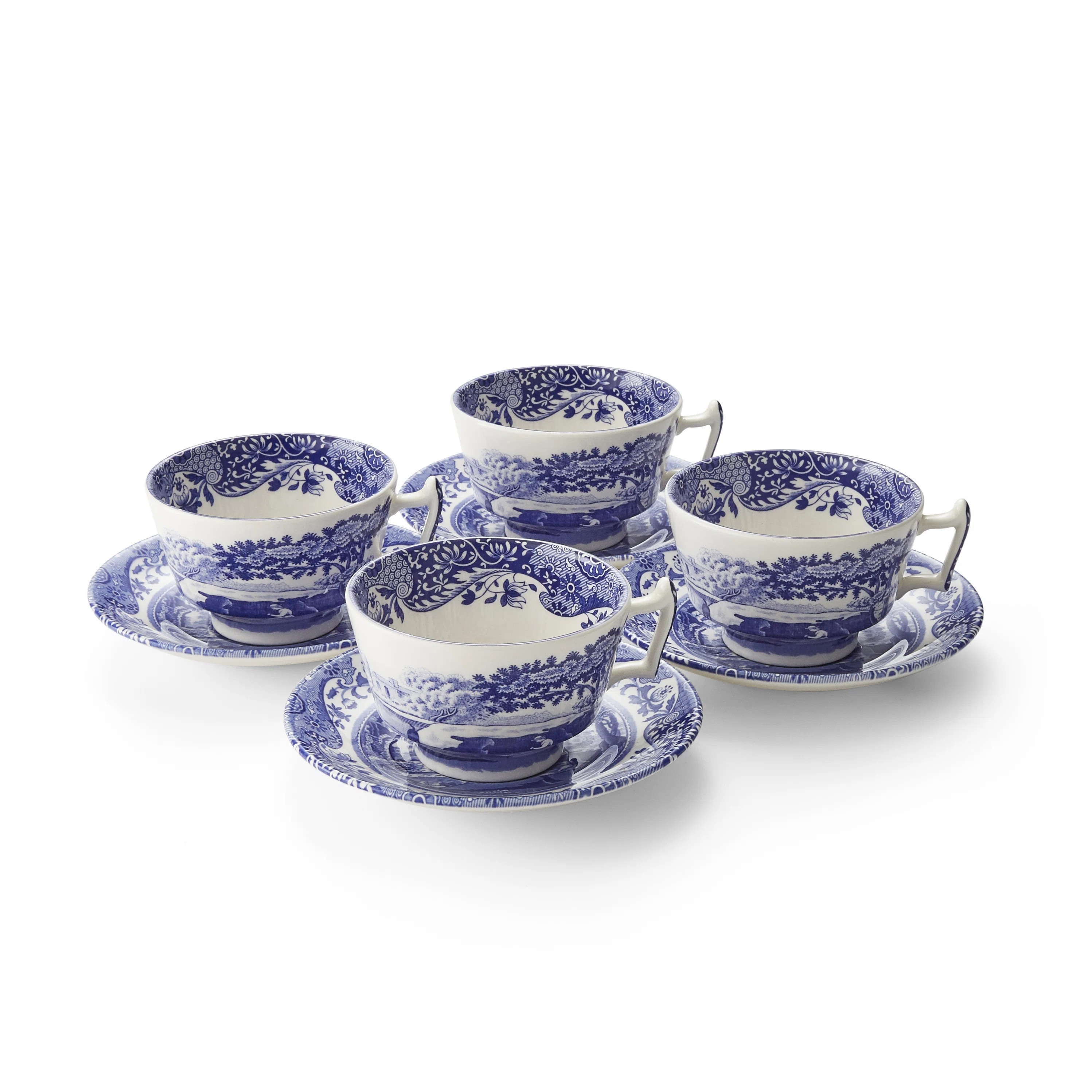 Classic Blue Italian - Teacups & Saucers (Set of 4) | Wayfair UK