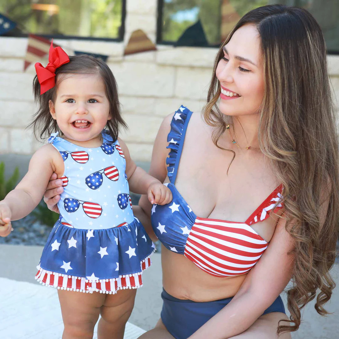 Women's Bikini with High Waisted Bottom | Patriotic Summer | Caden Lane