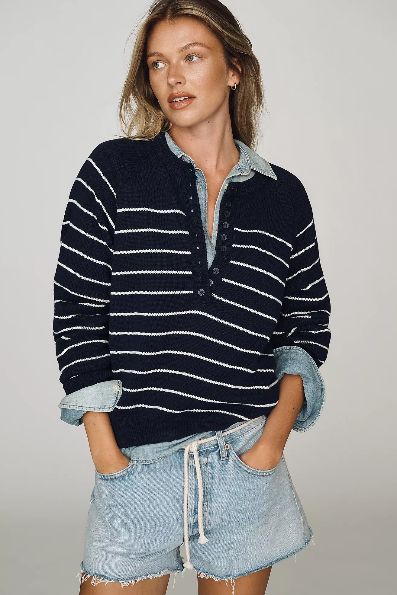 Pilcro Cotton Henley Top | Anthropologie (US)