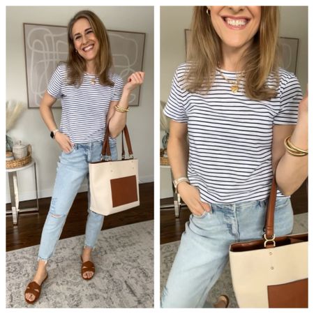 These are great basic tees for $6 at Walmart. Choose from stripes or solids. These are a classic fit, and I’m wearing a medium. 

#LTKstyletip #LTKfindsunder50 #LTKfindsunder100