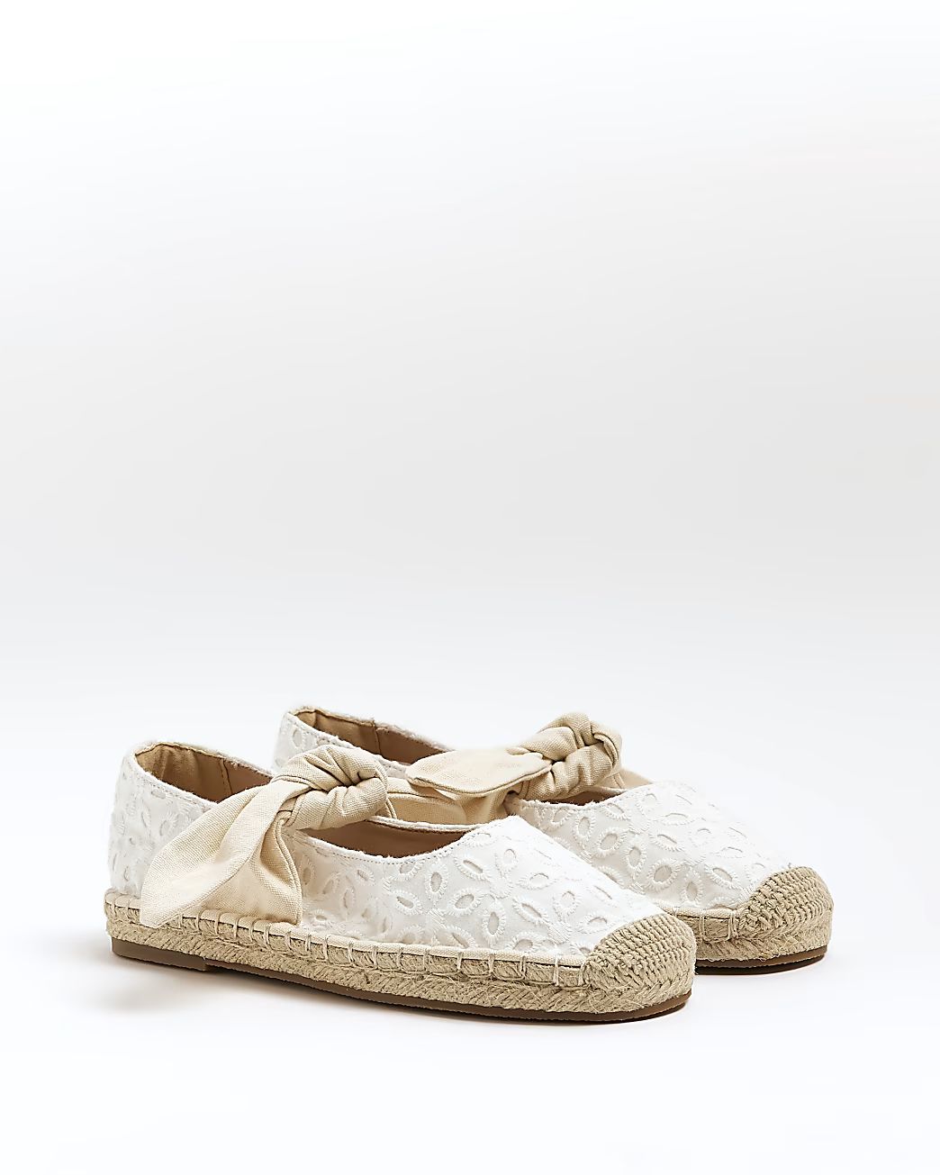 White broderie espadrilles | River Island (US)