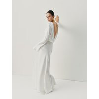 Satin Long Sleeve Dress, Open Back Maxi Dress For Rehearsal Dinner, Engagement Summer Evening Look, Modern Formal Gown, Gift Her | Etsy (US)