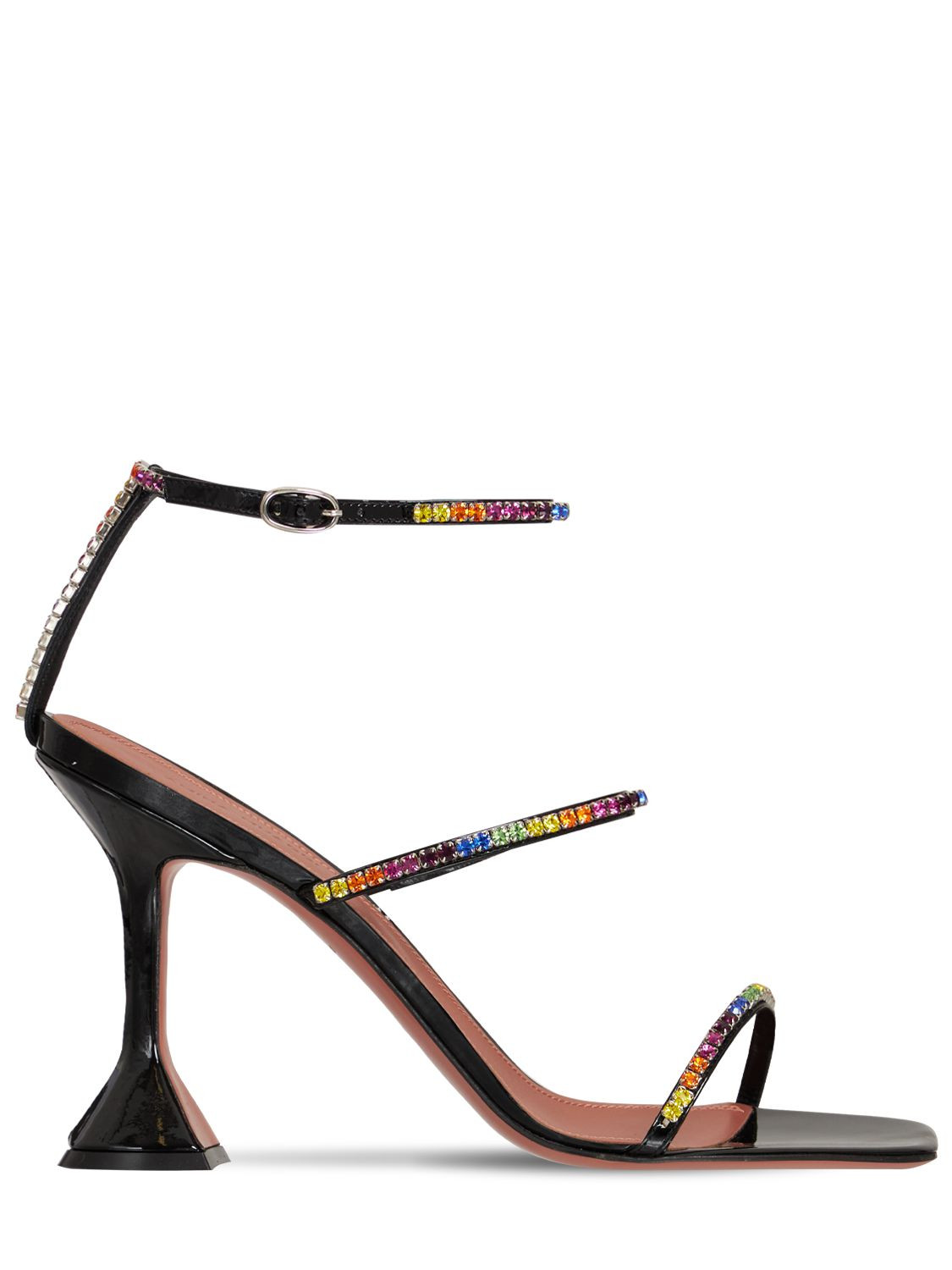 Amina Muaddi - 95mm gilda patent leather sandals - Black/Rainbow | Luisaviaroma | Luisaviaroma