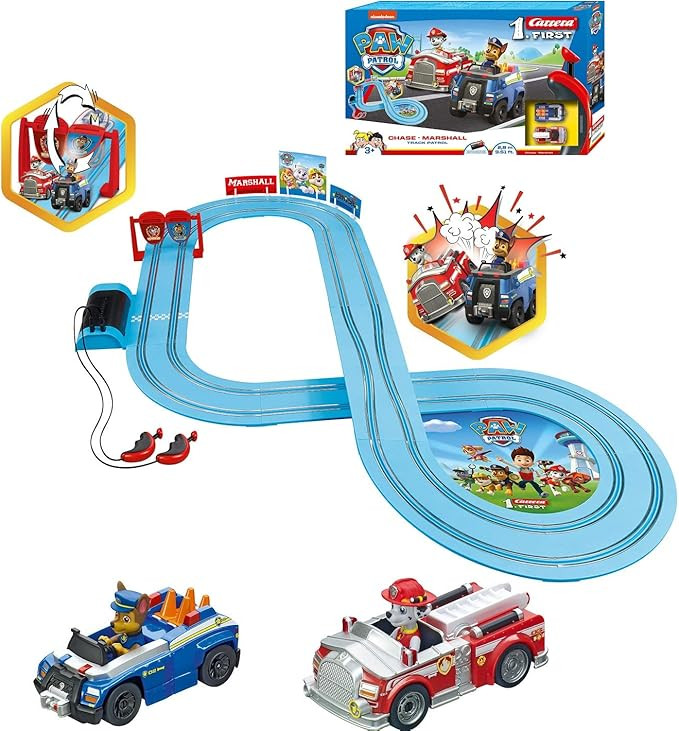 Carrera First Paw Patrol - Slot Car Race Track - Includes 2 Cars: Chase and Marshall - Battery-Po... | Amazon (US)