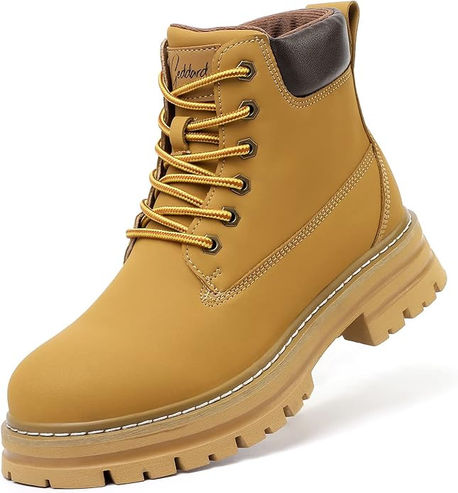 Geddard Waterproof Ankle Boots For women Low Heel Lace Up Work Combat Boots | Amazon (US)