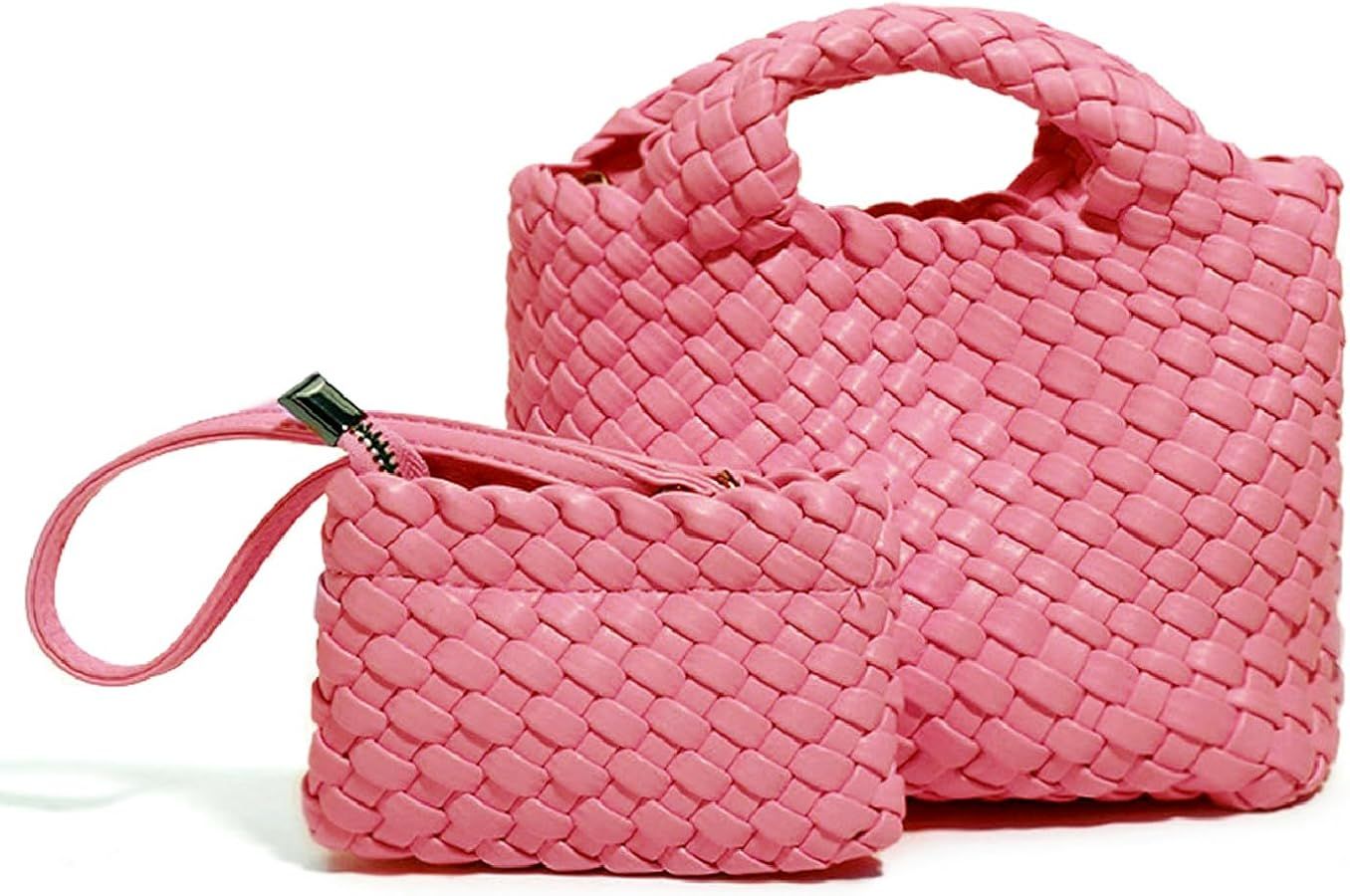 Woven Bag for Women with Coin Purse Fashion Handbag Female Shoulder Bag Foldable Chain Small Tote... | Amazon (US)