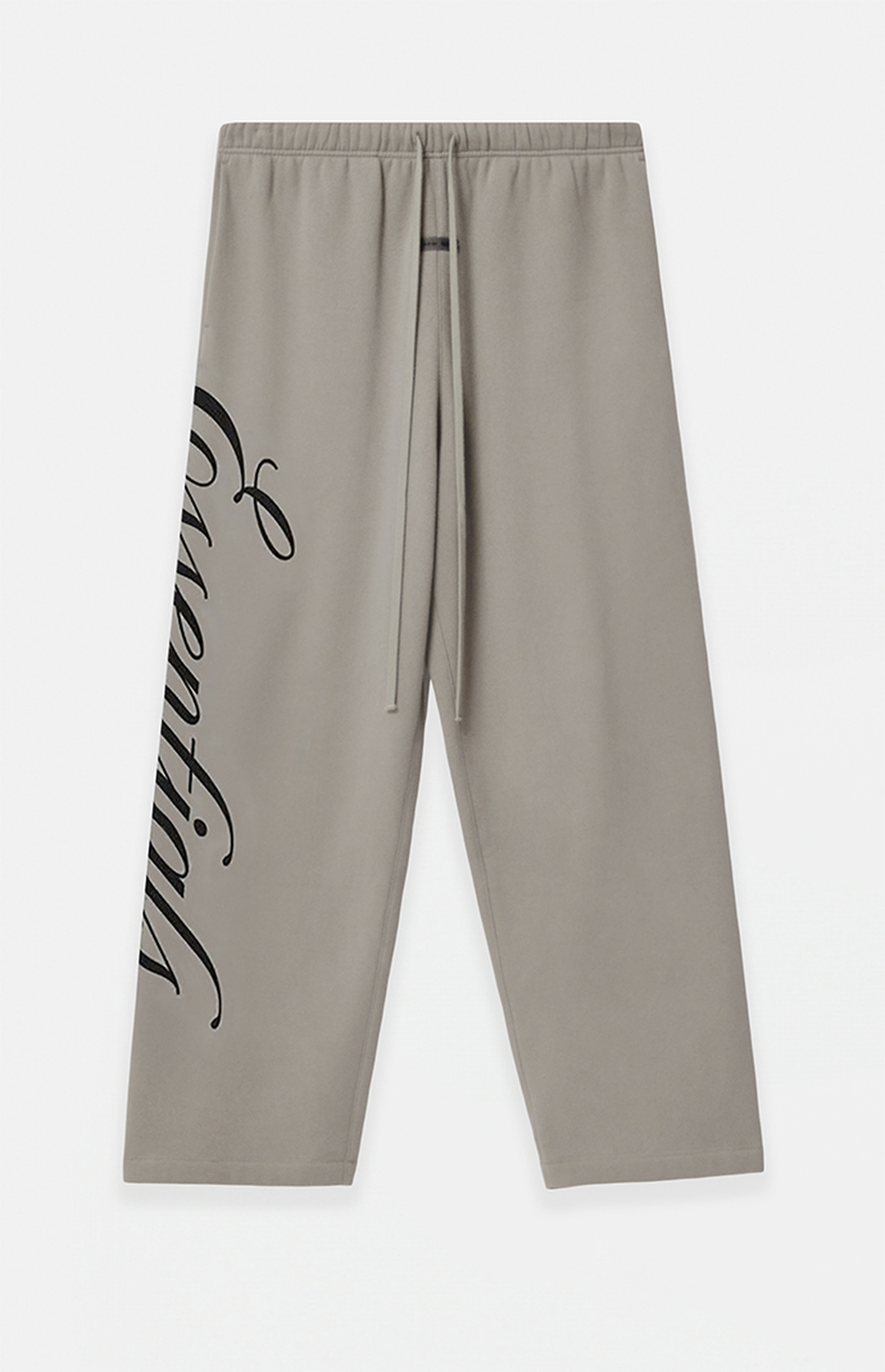 Fear of God ESSENTIALS Smoke Grey Script Logo Lounge Fleece Baggy Sweatpants | PacSun