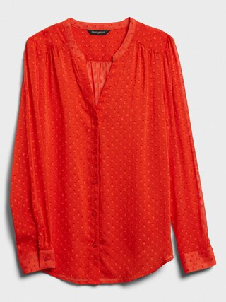 Drapey Classic Textured Blouse | Banana Republic Factory