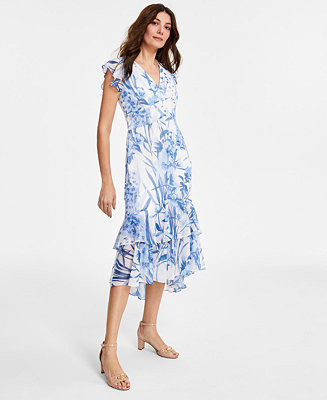 Tommy Hilfiger Women's Floral Chiffon High-Low Midi Dress & Reviews - Dresses - Women - Macy's | Macys (US)