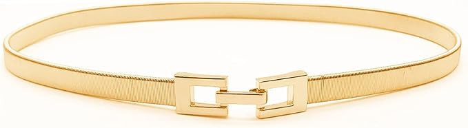 Tanpie Skinny Waist Belt of Women Elastic Metal Stretch Chain Belt Gold and Silver | Amazon (US)