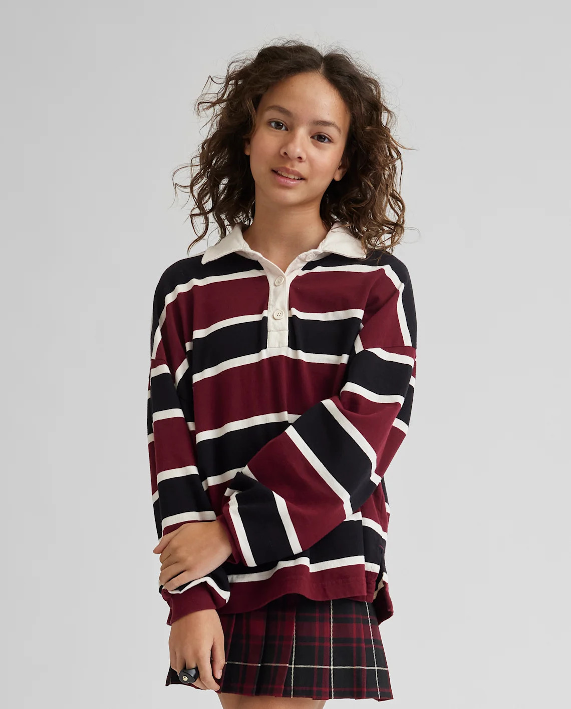 Tween Oversized Rugby Polo - burgundy | The Children's Place