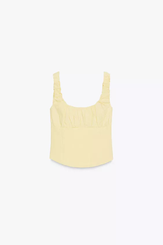 COMBINATION INTERLOCK POPLIN TOP | Zara UK