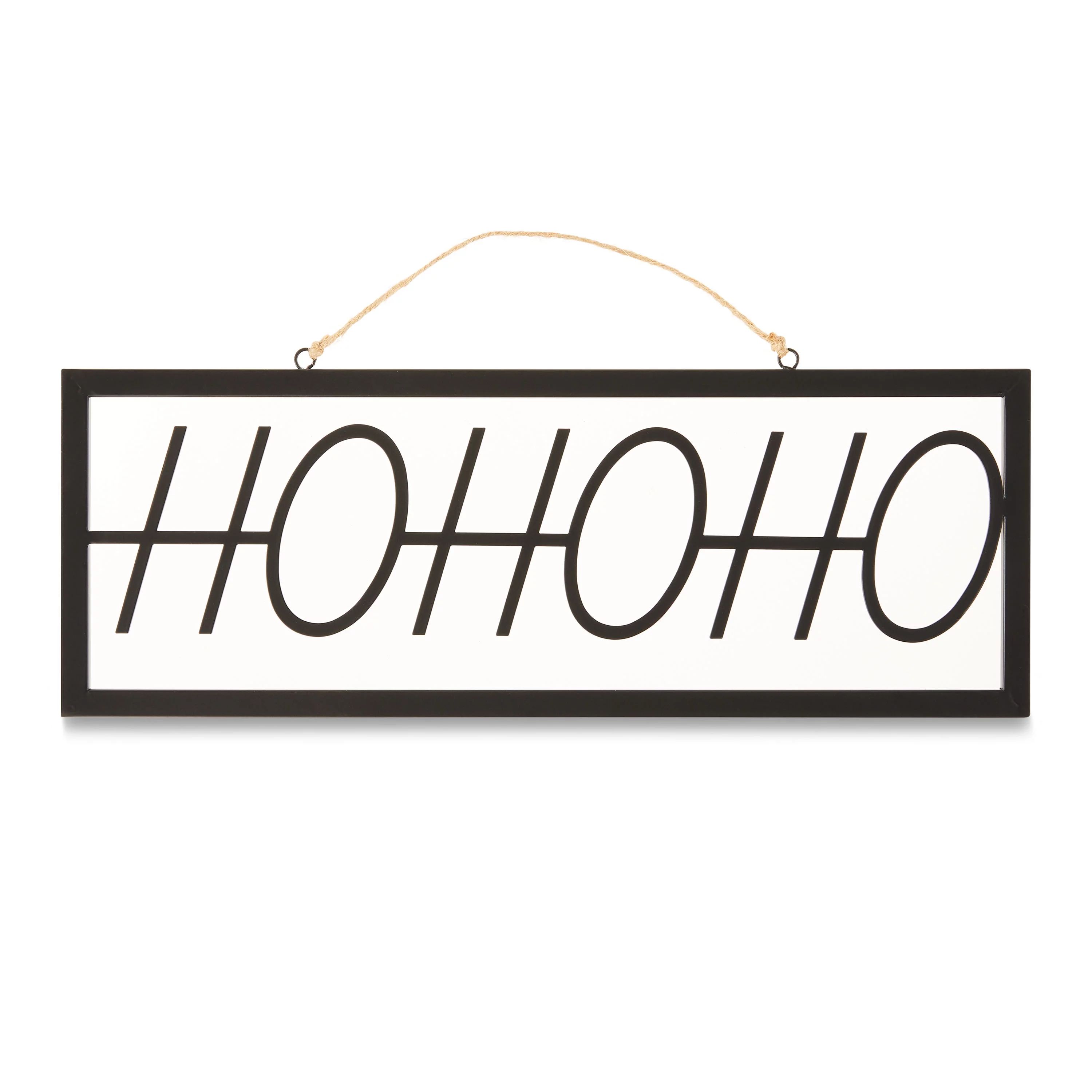 16" x 5.75" Metal HoHoHo Sign Modern Christmas Decoration, Black, Holiday Time - Walmart.com | Walmart (US)