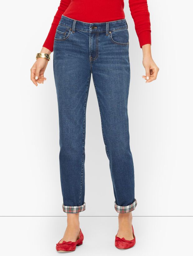 Plaid Cuff Everyday Relaxed Jeans - Alpine Wash | Talbots